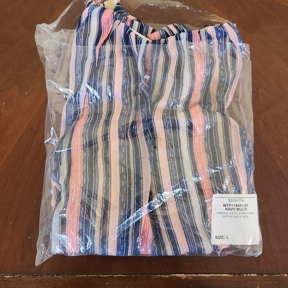Nine Britton Misha Elastic Strap Cropped Striped Cami Elastic Hem Size L… - Picture 9 of 12